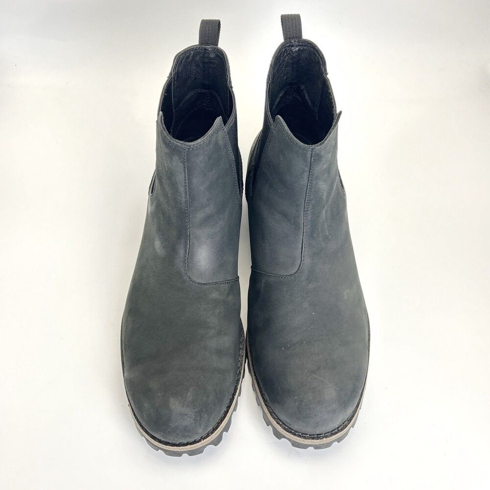CHACO Fields Waterproof Chelsea Boots Mens Sz 10.5 Black Nubuck Leather - Picture 3 of 9